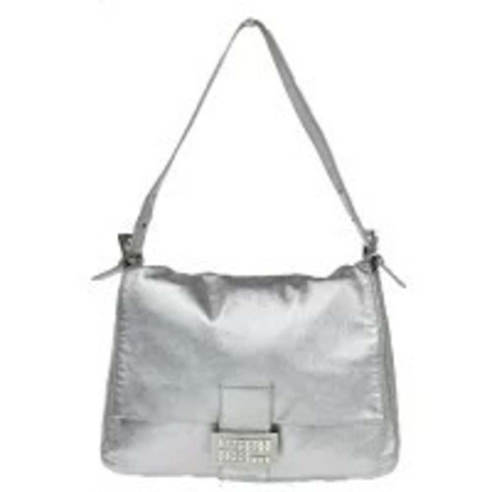 Fendi Mamma Bucket Shoulder Bag Silver Leather